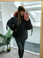 Load image into Gallery viewer, Black Casual Padded Faux Fur Hood Parka Jacket Clearance Coats Be Unique Fashion Boutique
