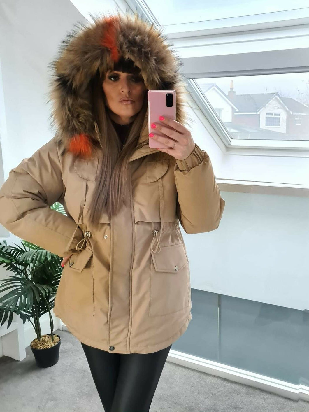 Faux Fur Lined Beige Parka With faux Fur Hood Clearance Be Unique Fashion Boutique