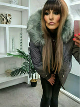 Load image into Gallery viewer, Grey Casual Padded Faux Fur Hood Parka Jacket Clearance Coats Be Unique Fashion Boutique
