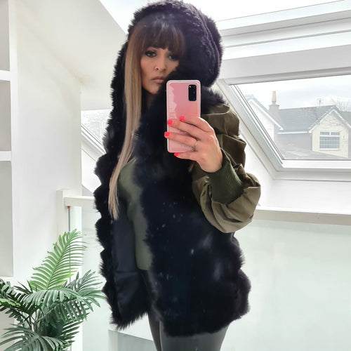 Longline Faux Fur Hooded Gilet Clearance Be Unique Fashion Boutique