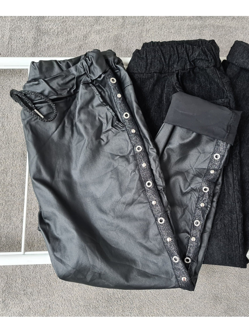 Made In Italy Faux Leather Eyelet Crystal Magic Pants Best-selling Be Unique Fashion Boutique