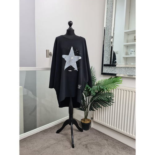 Made In Italy Scribble Print Star Motif Sweater Best-selling Be Unique Fashion Boutique